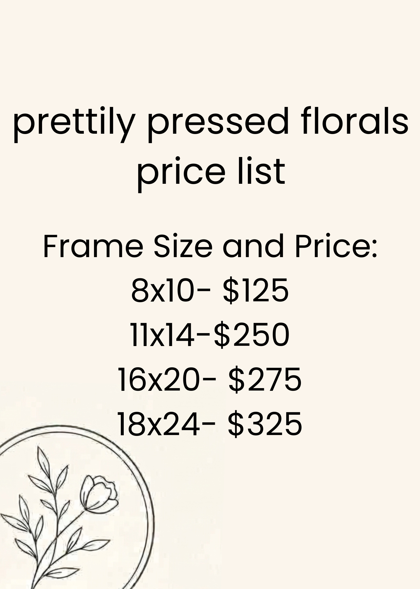 price sheet
